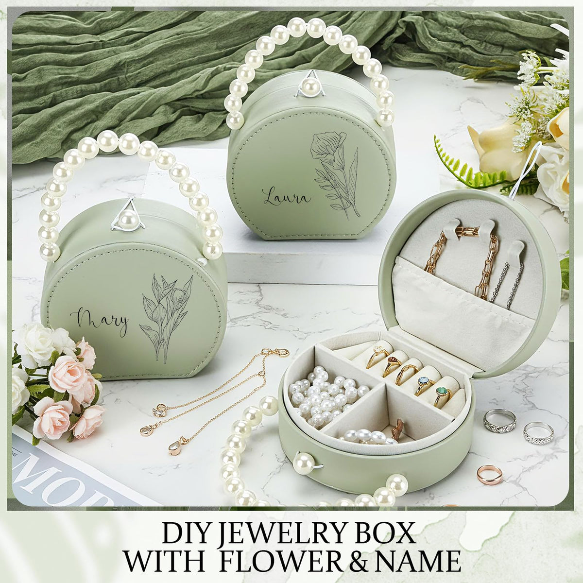 8 Pack Travel Jewelry Case Gifts Box Bulk Mini Bridesmaid - Weysat Official Imagery - 5