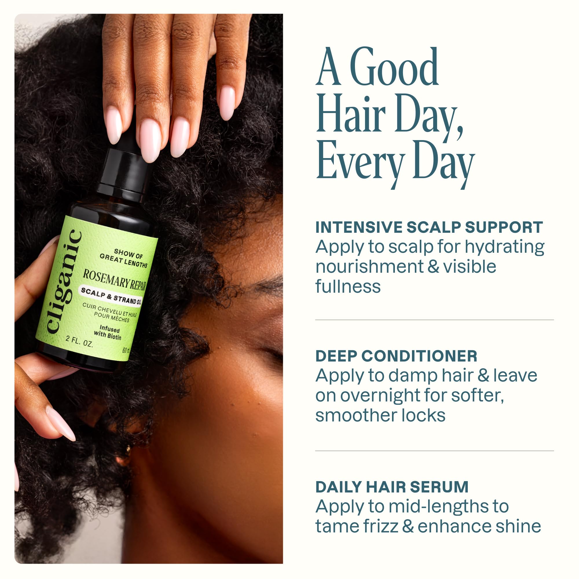 Cliganic Rosemary Oil for Hair & Scalp - Biotin & Jojoba Infused Repair Serum t - Cliganic Official Product View 7