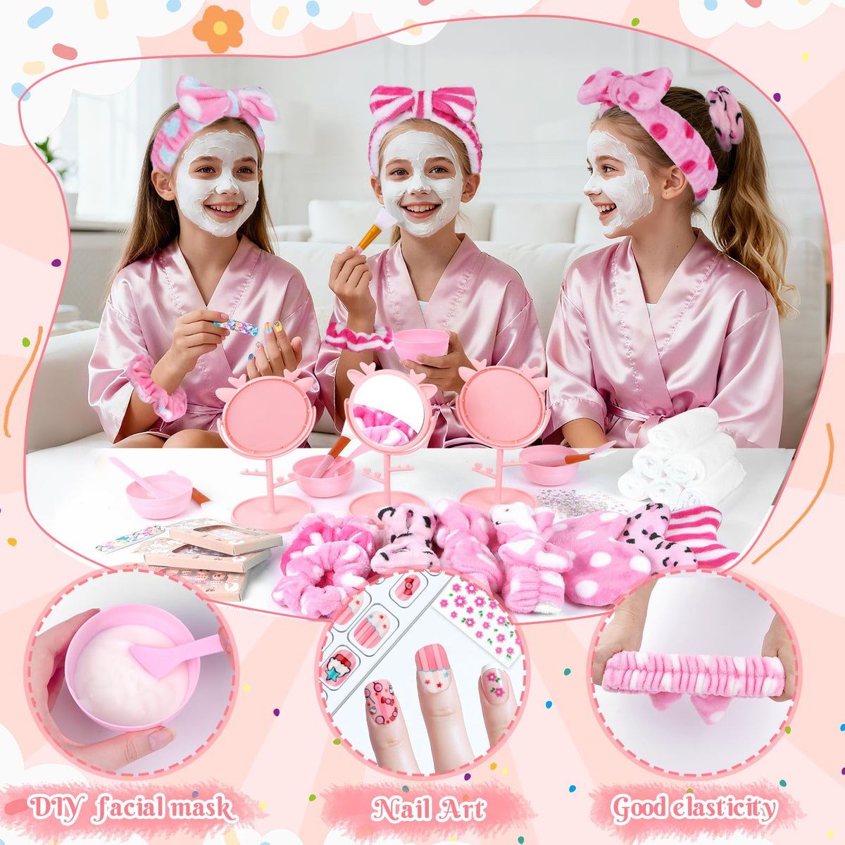 76Pcs Sleepover Party Supplies Slumber Spa Parties Kit for - Guifizeiom Official Imagery - 5