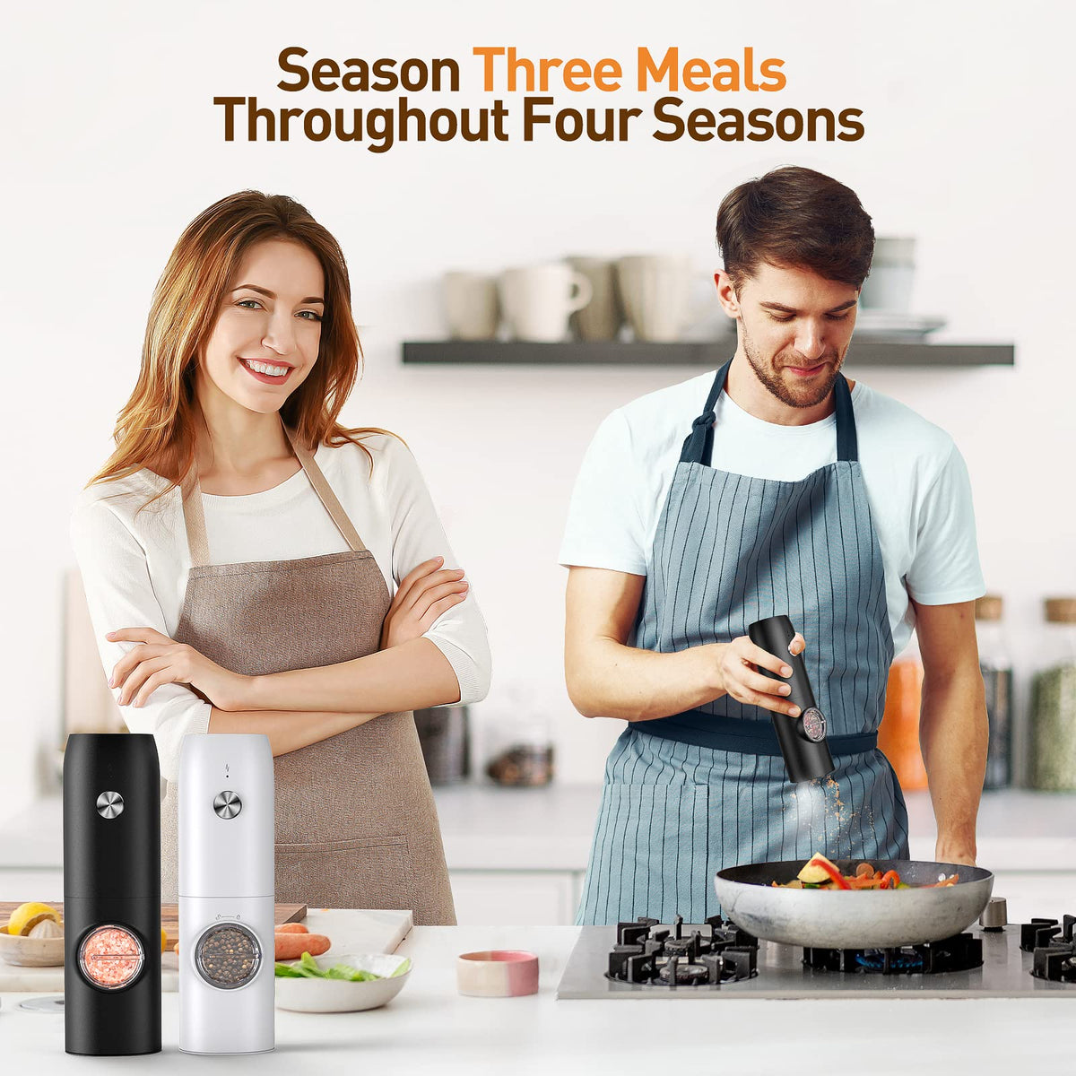 Electric Salt and Pepper Grinder Set Rechargeable Automatic - FRTONYI Official Imagery - 3