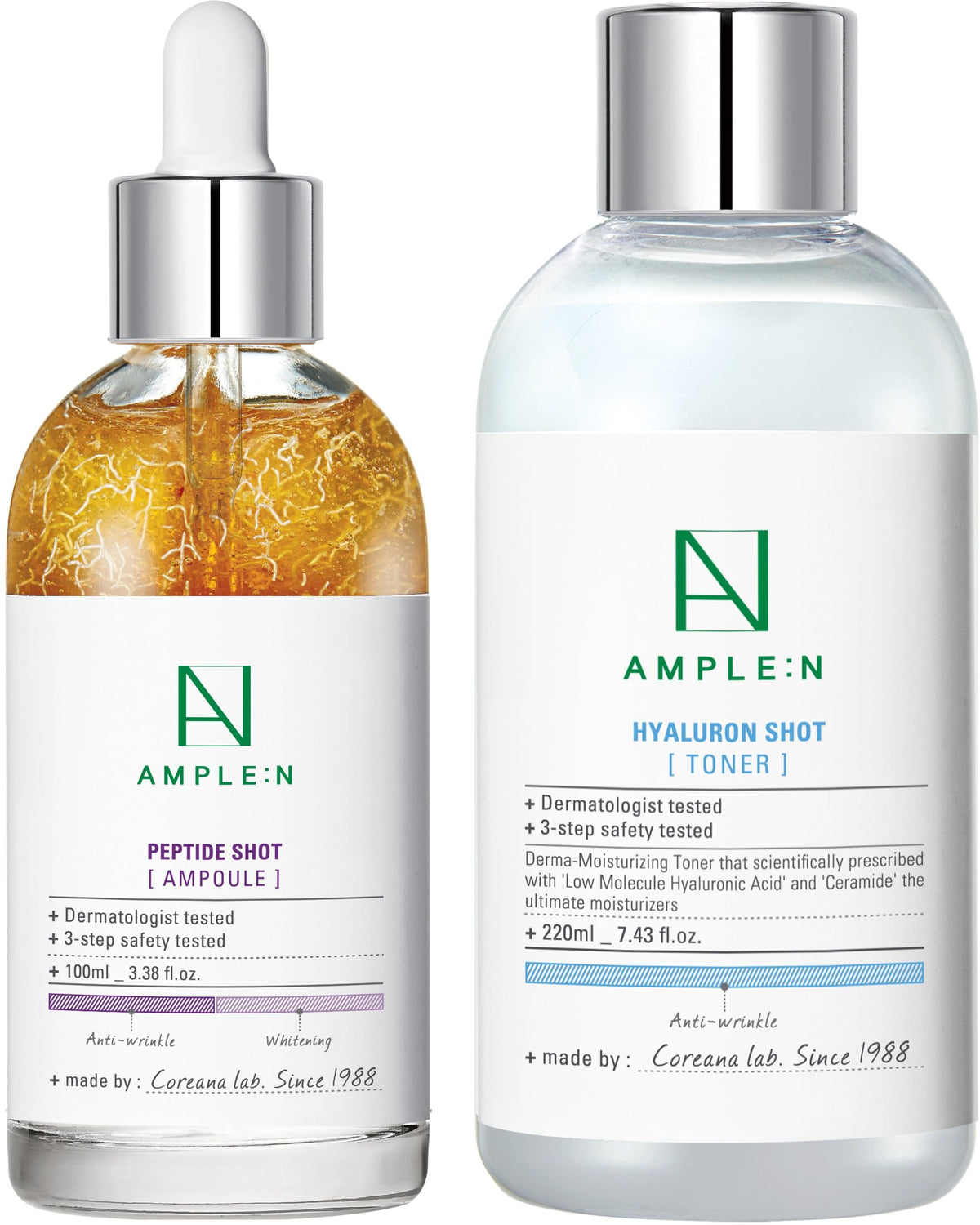 AMPLE N Lift Prep Duo Korean Peptide Face Ampoule Hyaluronic - CORÉANA Official Imagery - 2