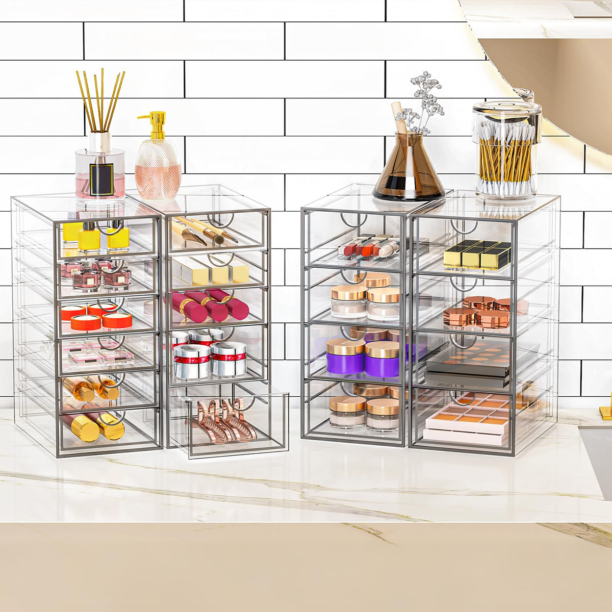 Acrylic Makeup Organizer with 19 Drawers Storage Drawer - YFXCVSL Official Imagery - 3