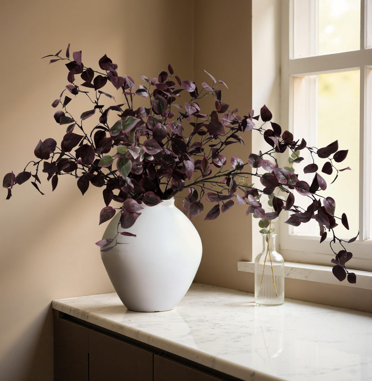 5PCS Artificial Fall Eucalyptus Leaves Stem Plants 32 7 inch - HyeFlora Official Imagery - 3