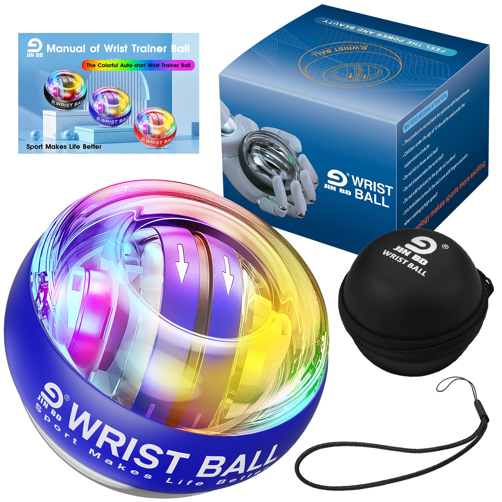 JIN BD Wrist Trainer Ball Auto-Start Gyroscopic Forearm Exerciser Gyro - View 2