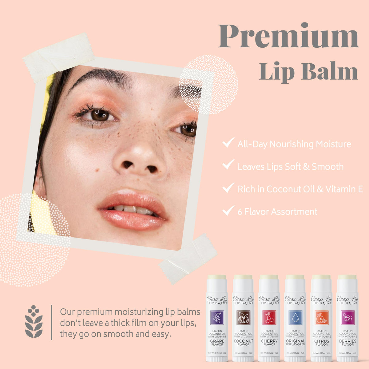 Chap Lip Lip Balm Vitamin E with Coconut Oil - Chap-Lip Lip Balm Official Imagery - 7
