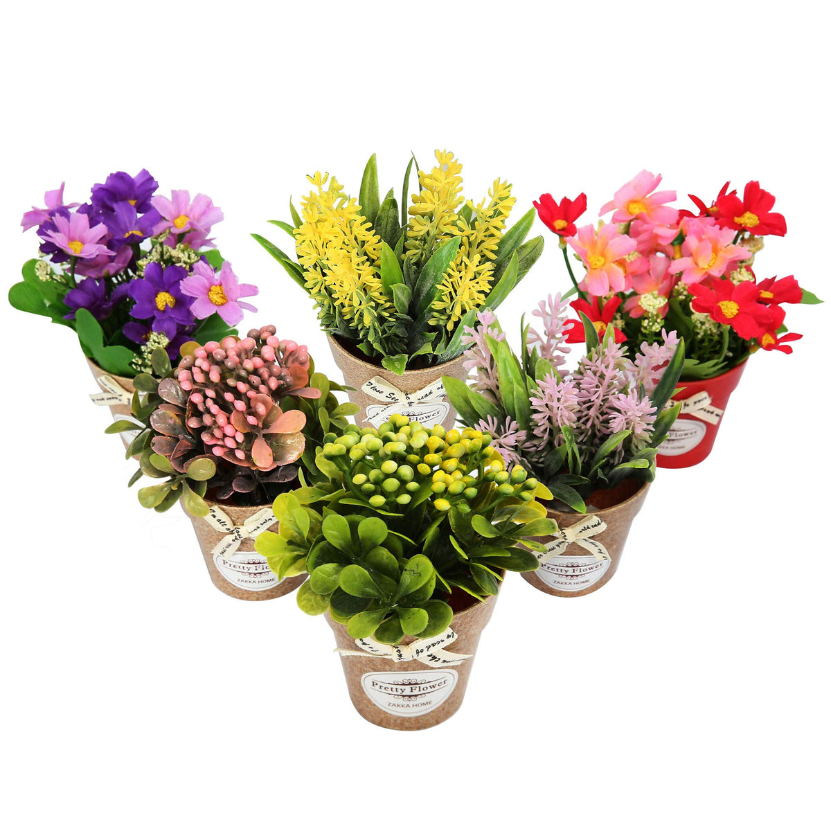 LUEUR 6PCS Artificial Fall Flowers with Ceramic Vase - LUEUR Official Imagery - 7