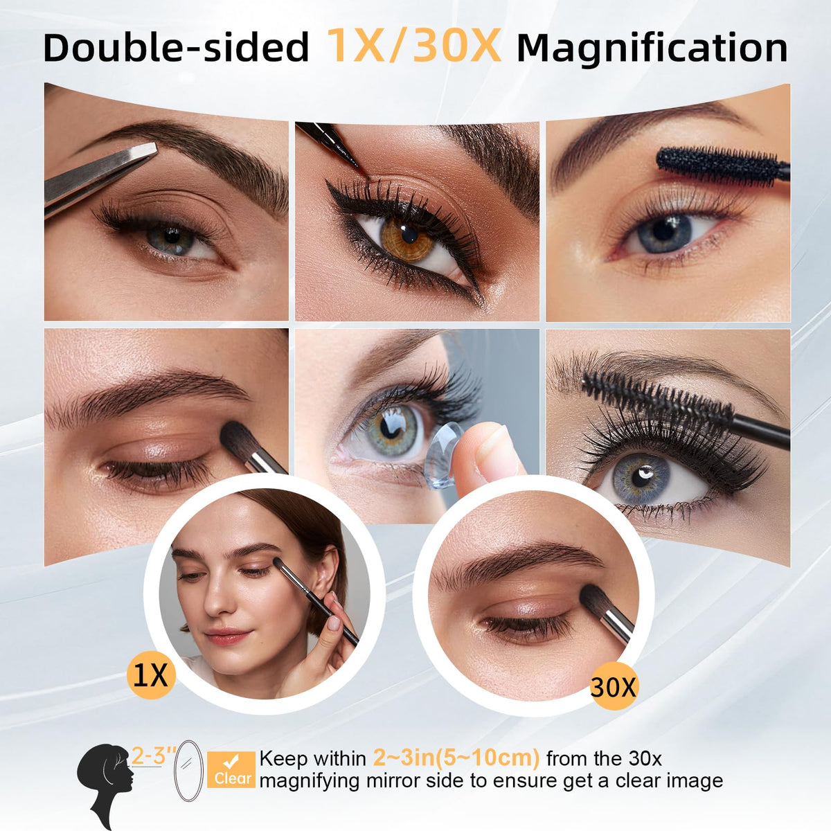 Travel 30X 1X Magnifying Mirror with Light Double Sided - FASCINATE Official Imagery - 6