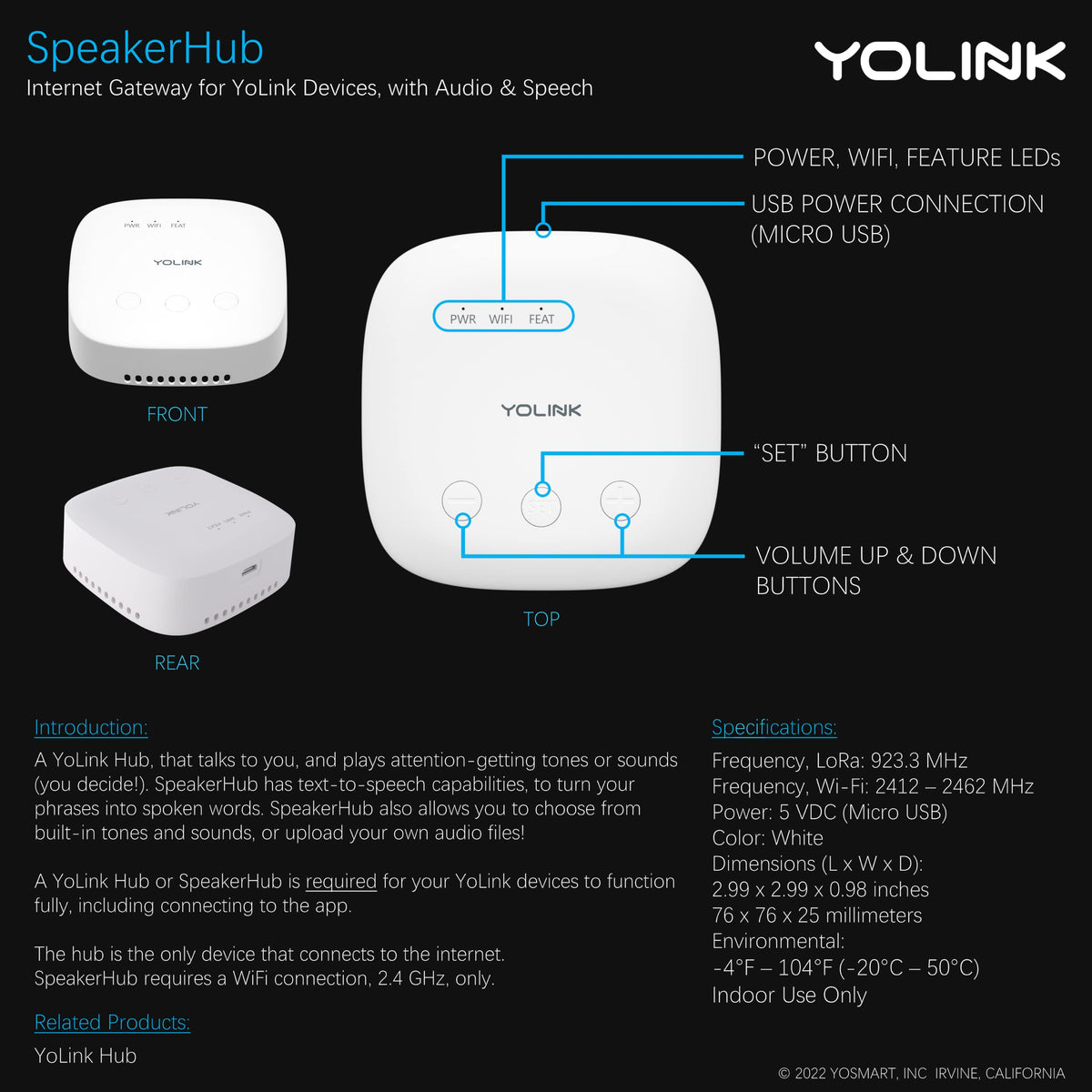 YoLink Indoor Motion Sensor Kit 2 Pack SpeakerHub - YoLink Official Imagery - 5