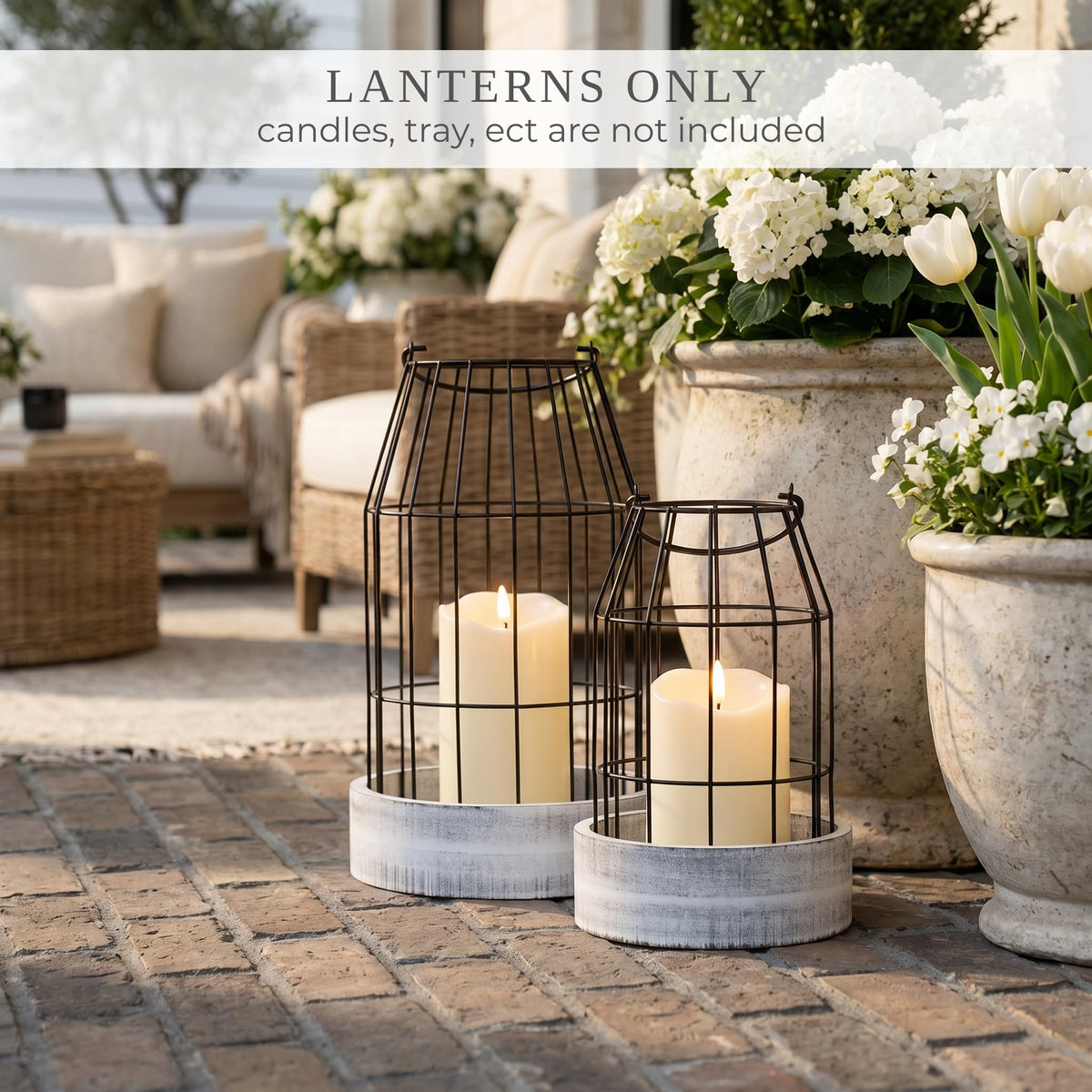 Rustic Farmhouse Lantern Decor Set of 2 - KIBAGA Official Imagery - 4