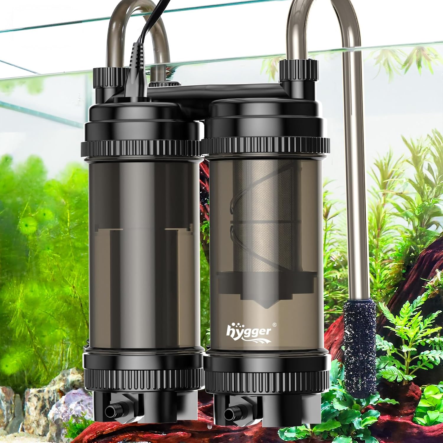 hygger hang on back fish tank filter with 120GPH flow rate and 8.5W power for aquarium filtration