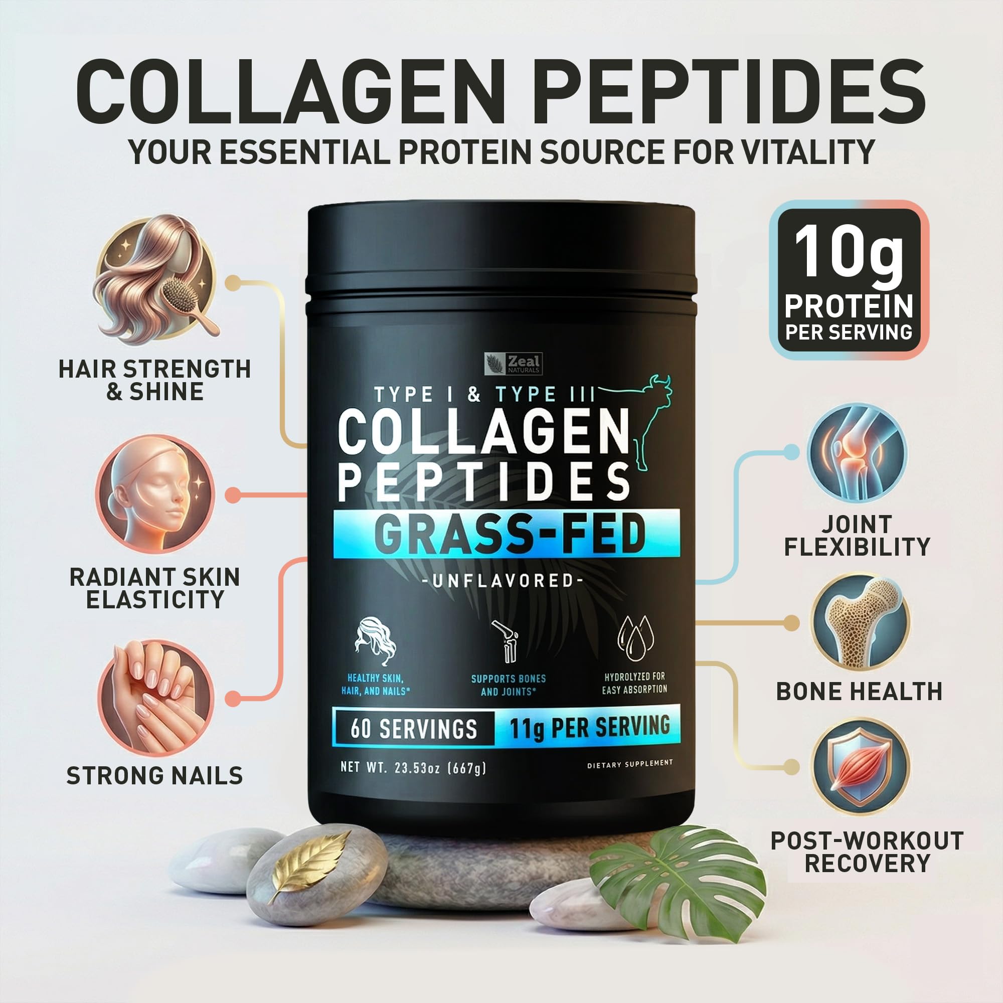 Zeal Naturals Hydrolyzed Collagen Peptides Powder 10g - Zeal Naturals Official Imagery - 5