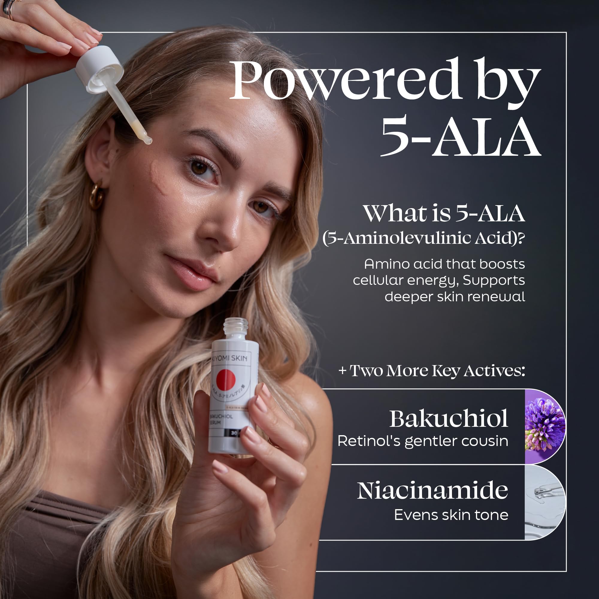 Kiyomi Skin Bakuchiol Face Serum with 5 - ALA & Niacinamide & 1 Fl Oz - Kiyomi Skin Official Product View 4