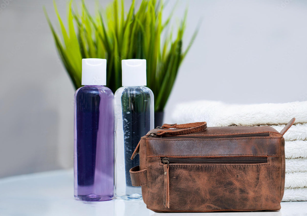 cuero Genuine Buffalo Leather Unisex Toiletry Bag Travel - cuero Official Imagery - 8