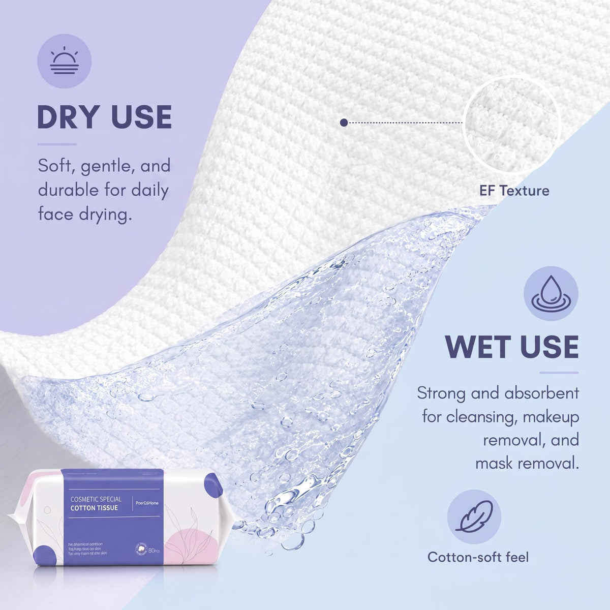 PoeticEHome Disposable Face Towels Thick Yet Soft Cotton Dry - PoeticEHome Official Imagery - 5