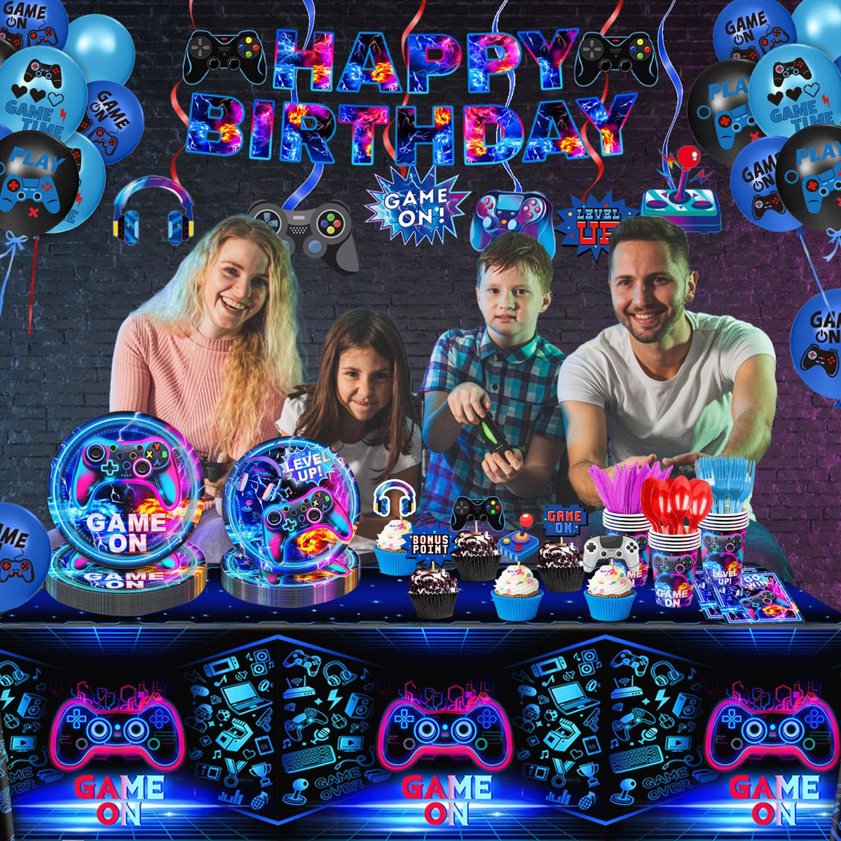 LINHAXM Video Game Birthday Decorations Includes Plates - LINHAXM Official Imagery - 7