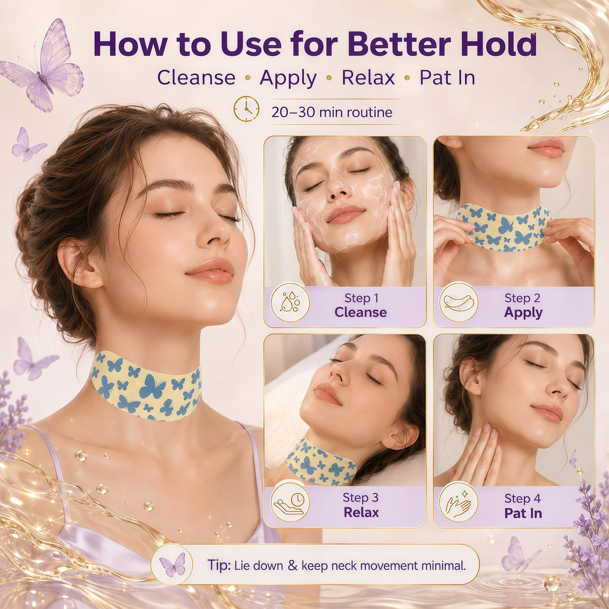 SwanRose Hydrogel Neck Wrinkle Patches Collagen Neck Mask - SwanRose Official Imagery - 7