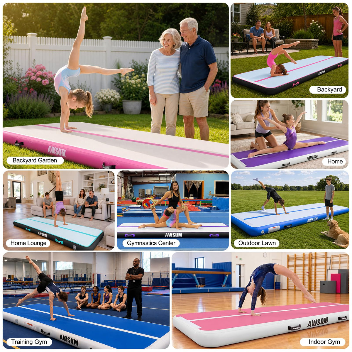 AWSUM Inflatable Gymnastics Mat Air Tumbling Mat with Pump - AWSUM Official Imagery - 3