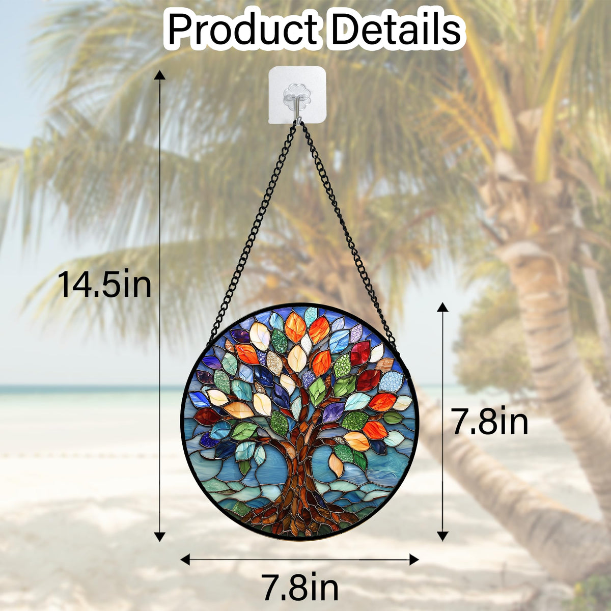 Colorful Tree of Life Stained Glass Window Hanging - DASTOLL Official Imagery - 4
