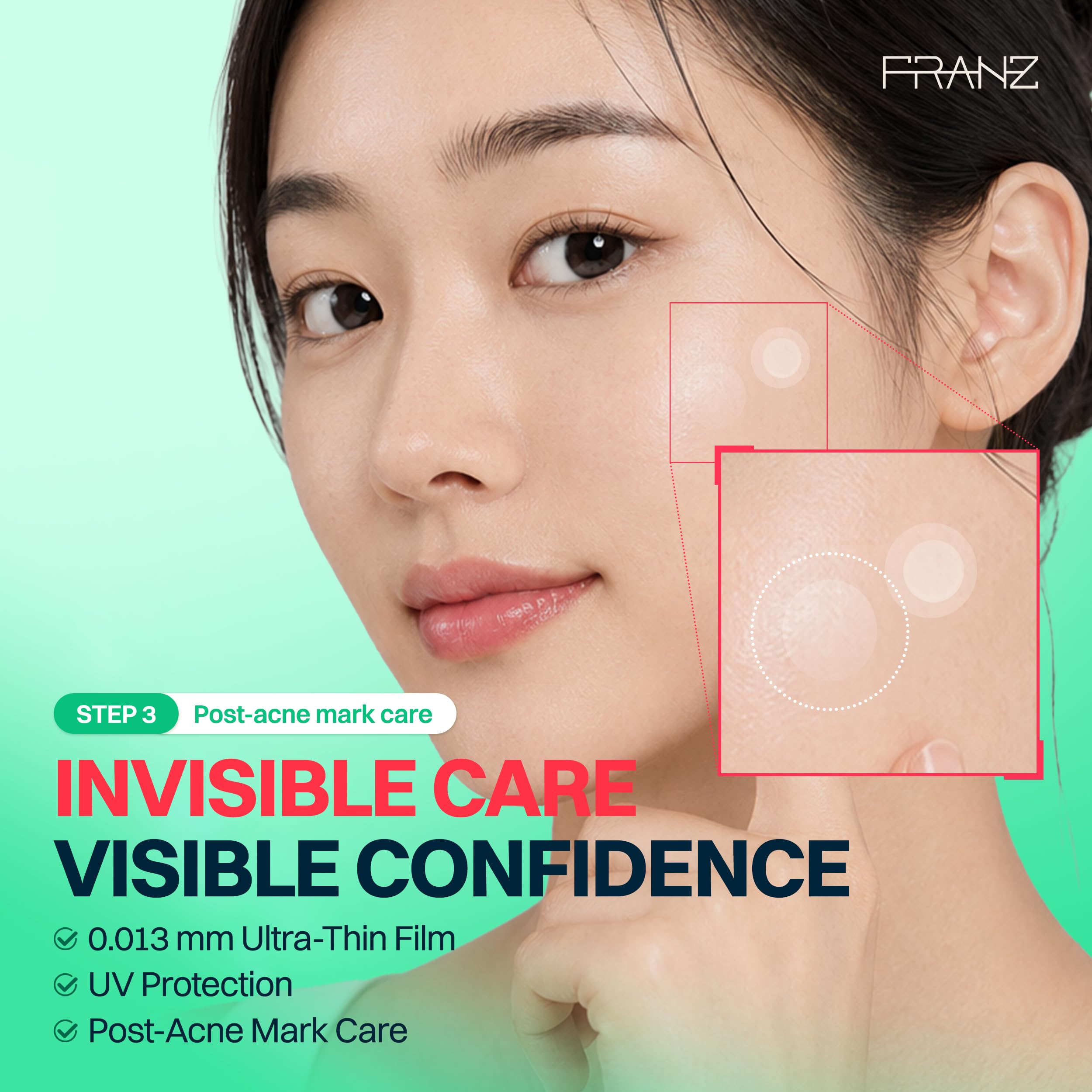 FRANZ Invisible Post Acne Mark Patches Tone Care Dots - FRANZ Official Product Imagery - 3