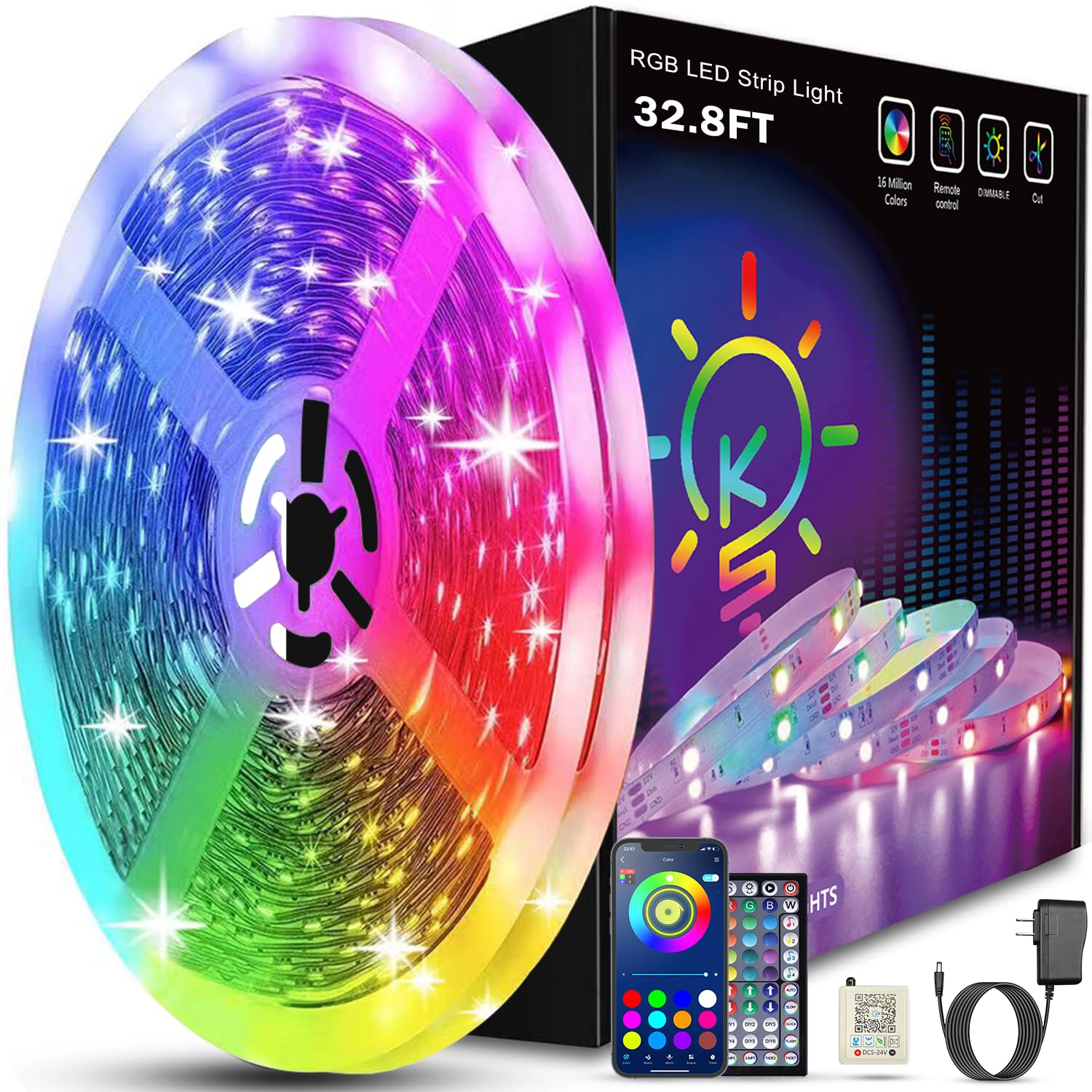 Keepsmile 100ft Led Strip Lights   Bluetooth Smart App Control Music Sync Color - Keepsmile Official Product View 9