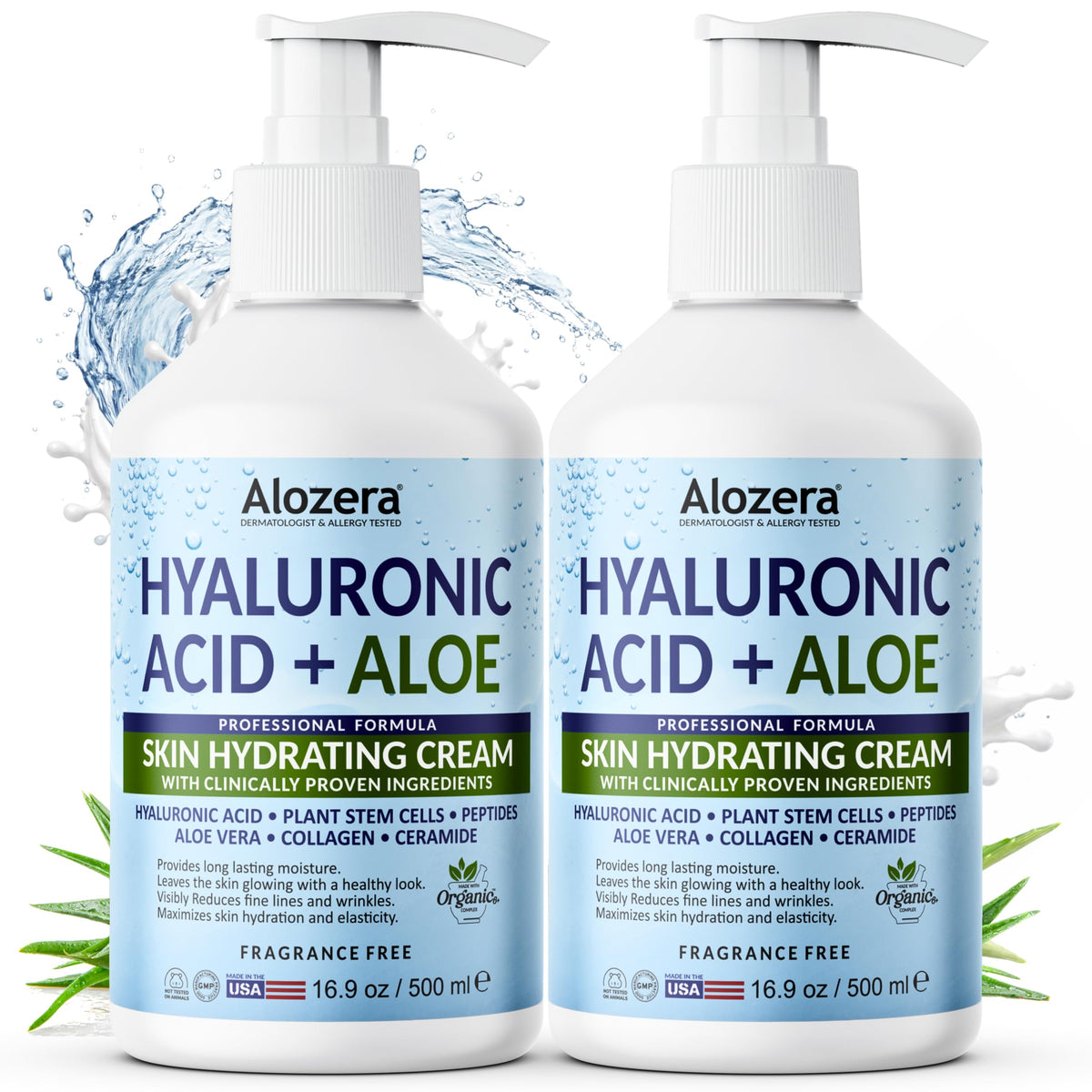 Hydrating Body Lotion Hyaluronic Acid Aloe Vera 16 9 oz 2 - Alozera Official Imagery - 2