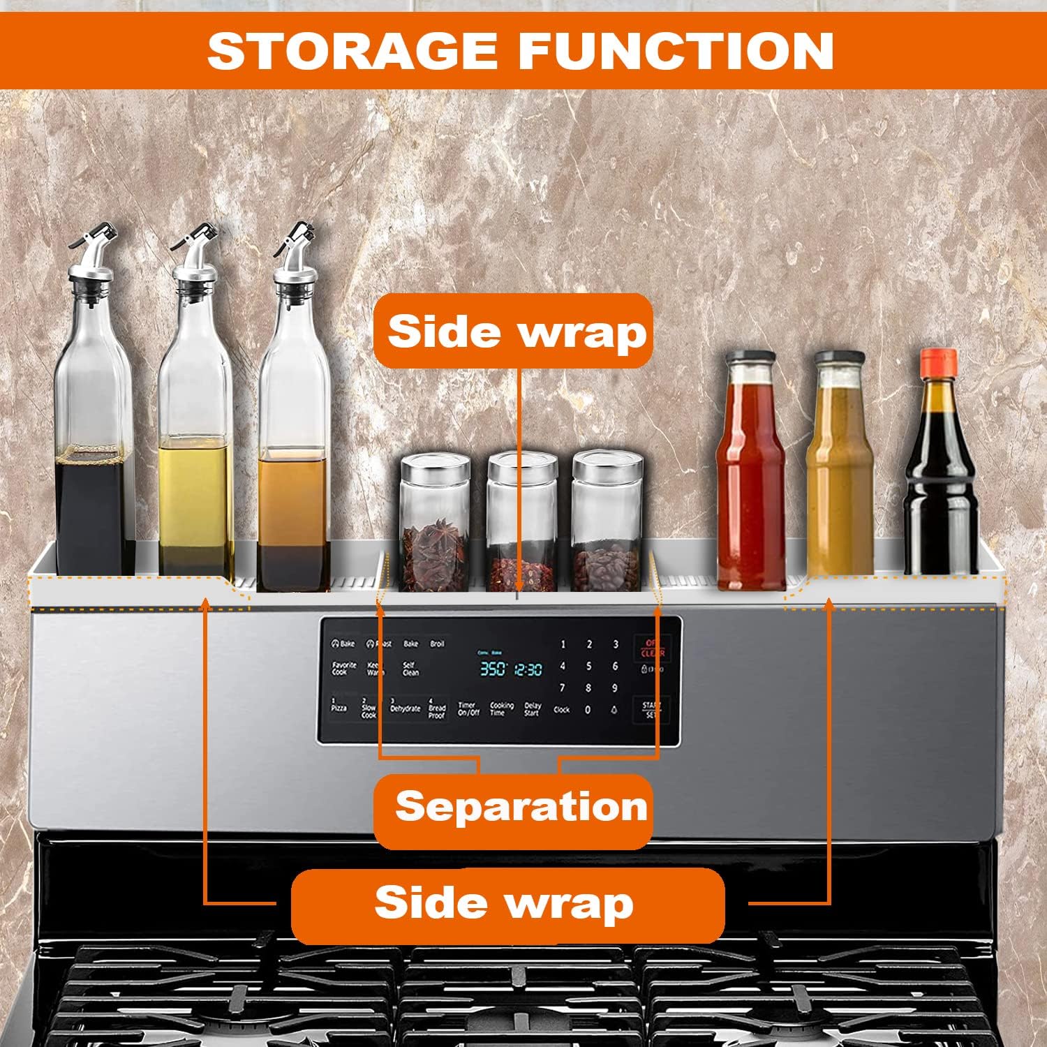 AWOKE Stove Top Shelf 30 Inch - Silicone Material Magnetic Shelf by AWOKE - Angle View 5