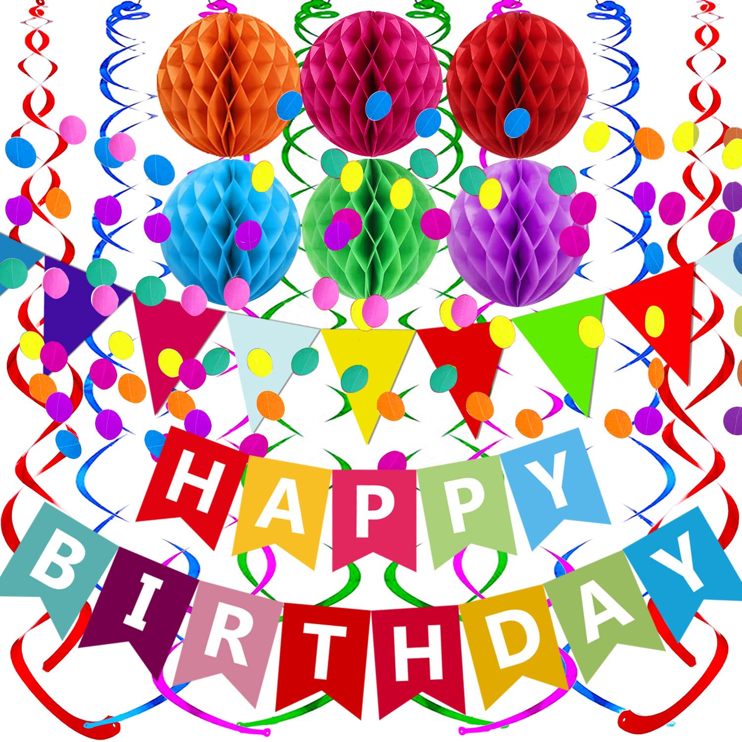 Happy Birthday Banner With Colorful Paper Flag Bunting Paper - Product Imagery