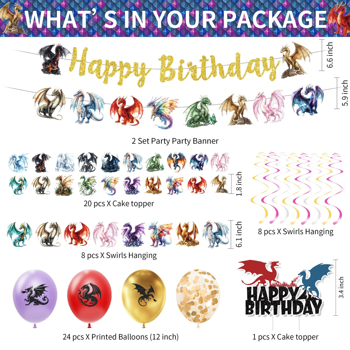 Magical Fantasy Flying Dragon Birthday Party Decorations - HOAKWA Official Imagery - 5