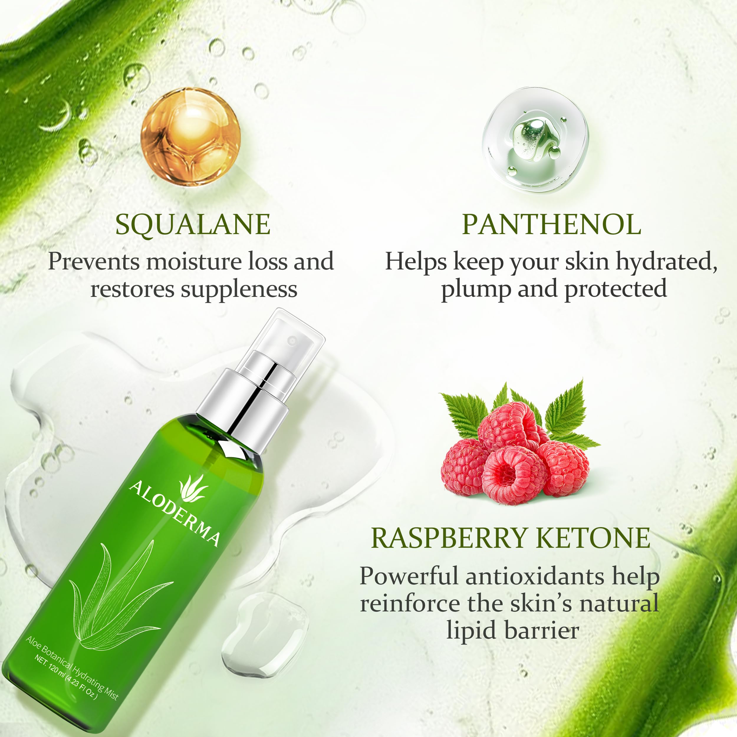 Aloderma Refreshing Hydrating Face Mist with Organic Aloe Vera, - Aloderma