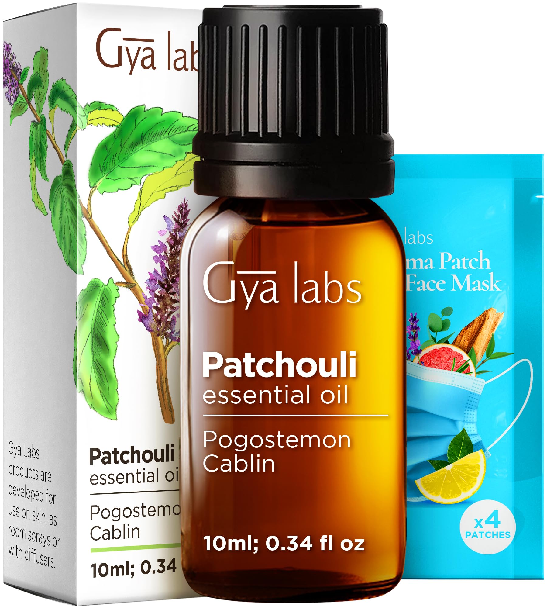 100% Pure Patchouli Essential Oil for Skin & Diffuser - 0.34 Fl - Product Imagery