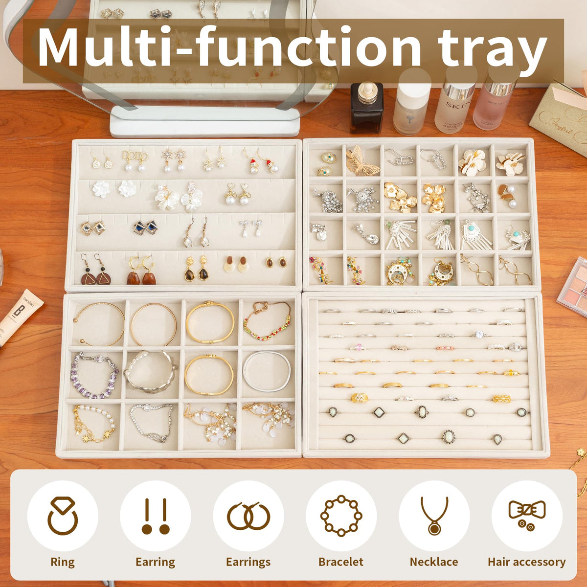 Jewelry Trays for Drawer Set of 2 Jewelry Organizer and - Frebeauty Official Imagery - 6