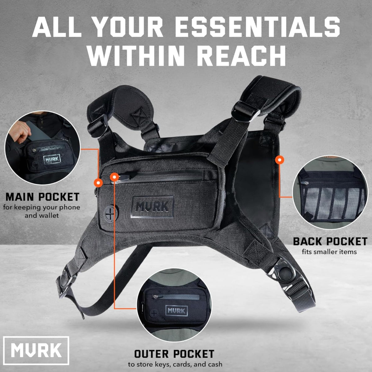 MVRK Water Resistant Running Vest Chest Pack Phone Holder - MVRK Official Imagery - 4