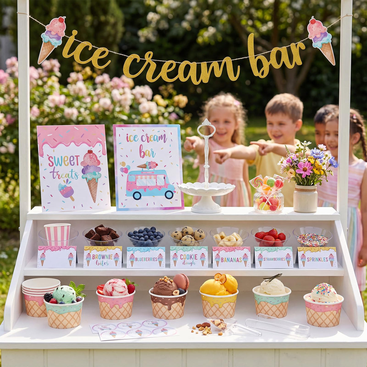 Hushee 115 Pcs Ice Cream Bar Supplies Kit Ice Cream Party - Hushee Official Imagery - 7