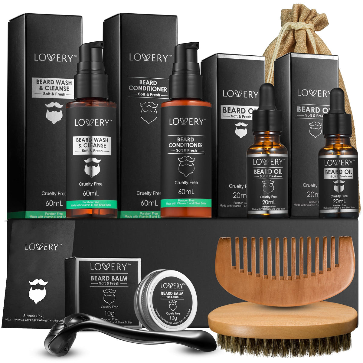 Gifts for Men Beard Grooming Kit Holiday Gift Beard Kit Set - LOVERY Official Imagery - 2