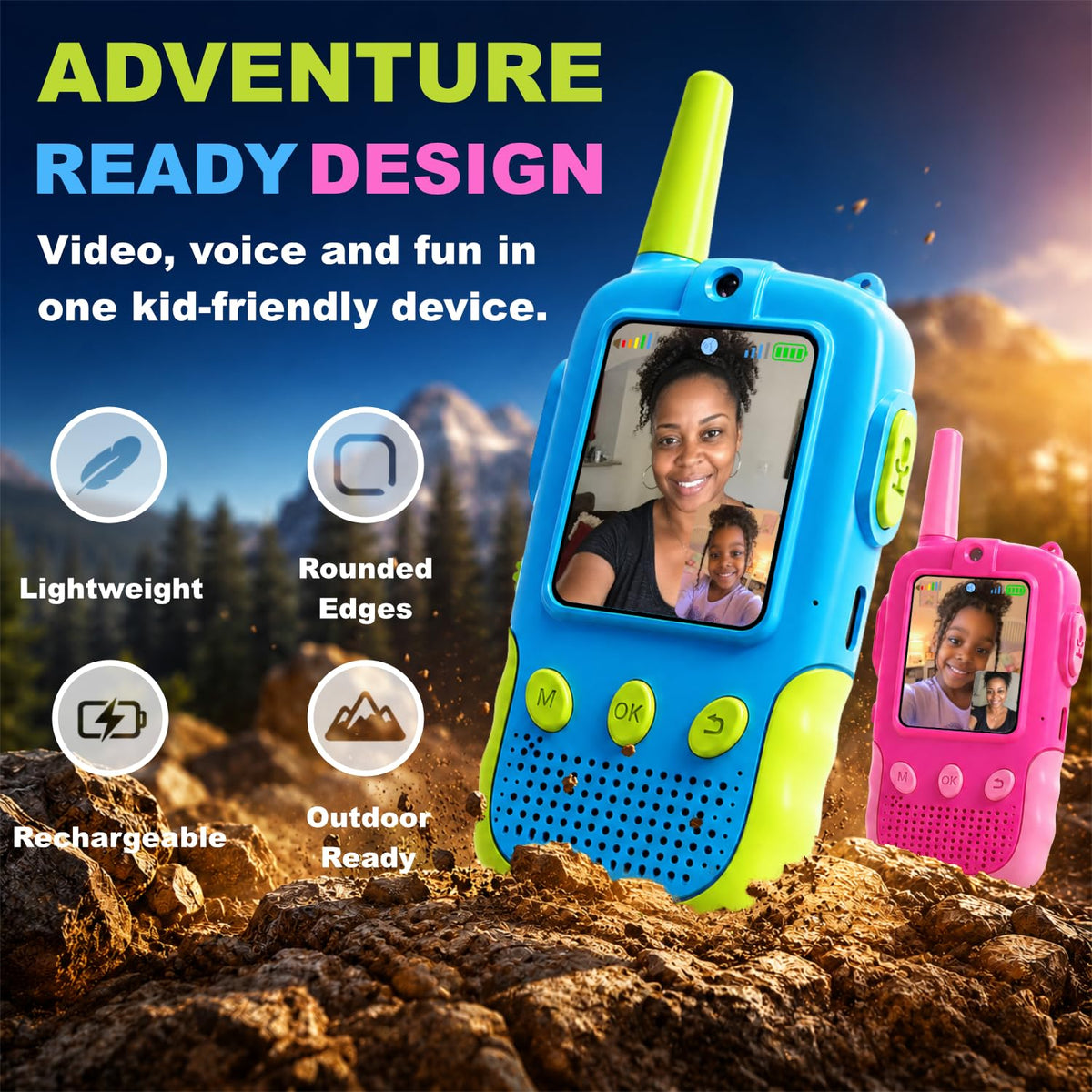 Video Walkie Talkies for Kids Handheld 2 Pack Rechargeable - KYTHOVI Official Imagery - 4