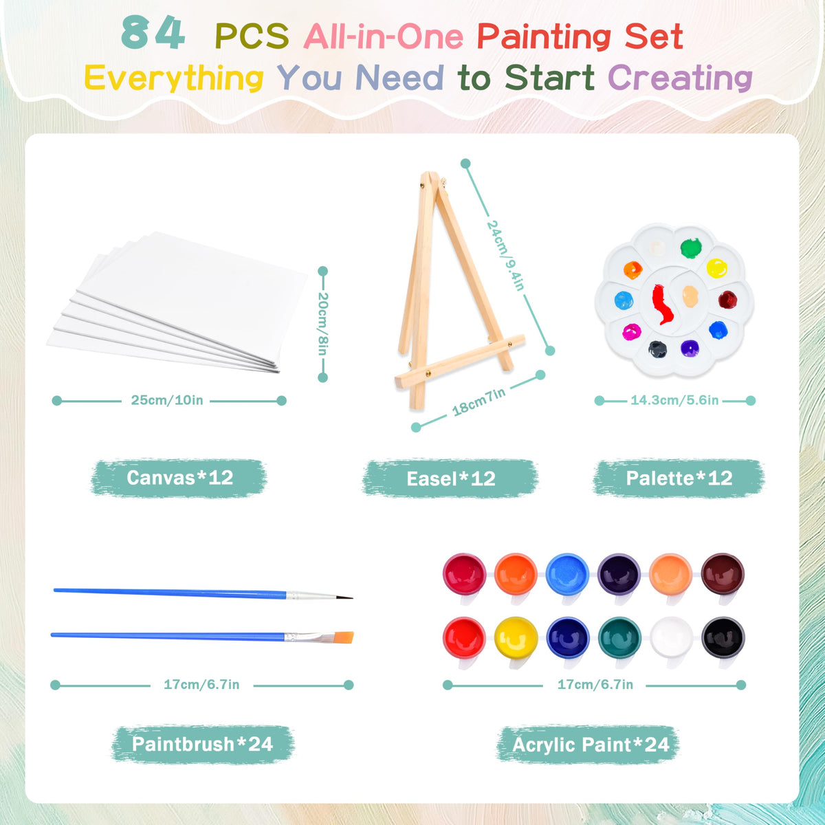 12 Pack 8x10 Canvas and Easel Set Paint and Sip Kit for - BIDDFA Official Imagery - 4