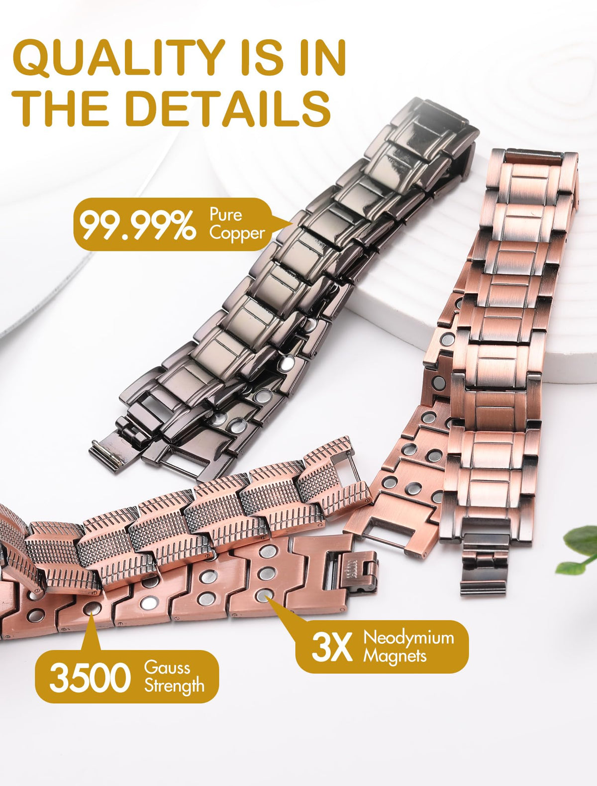 Feraco Copper Magnetic Bracelets for Men Pure Copper Jewelry - Feraco Official Imagery - 4