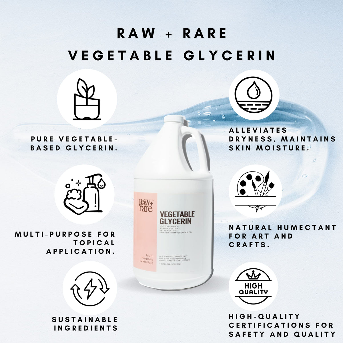 Raw Plus Rare Food Grade Vegetable Glycerin 1 Gallon - Raw Plus Rare Official Imagery - 4