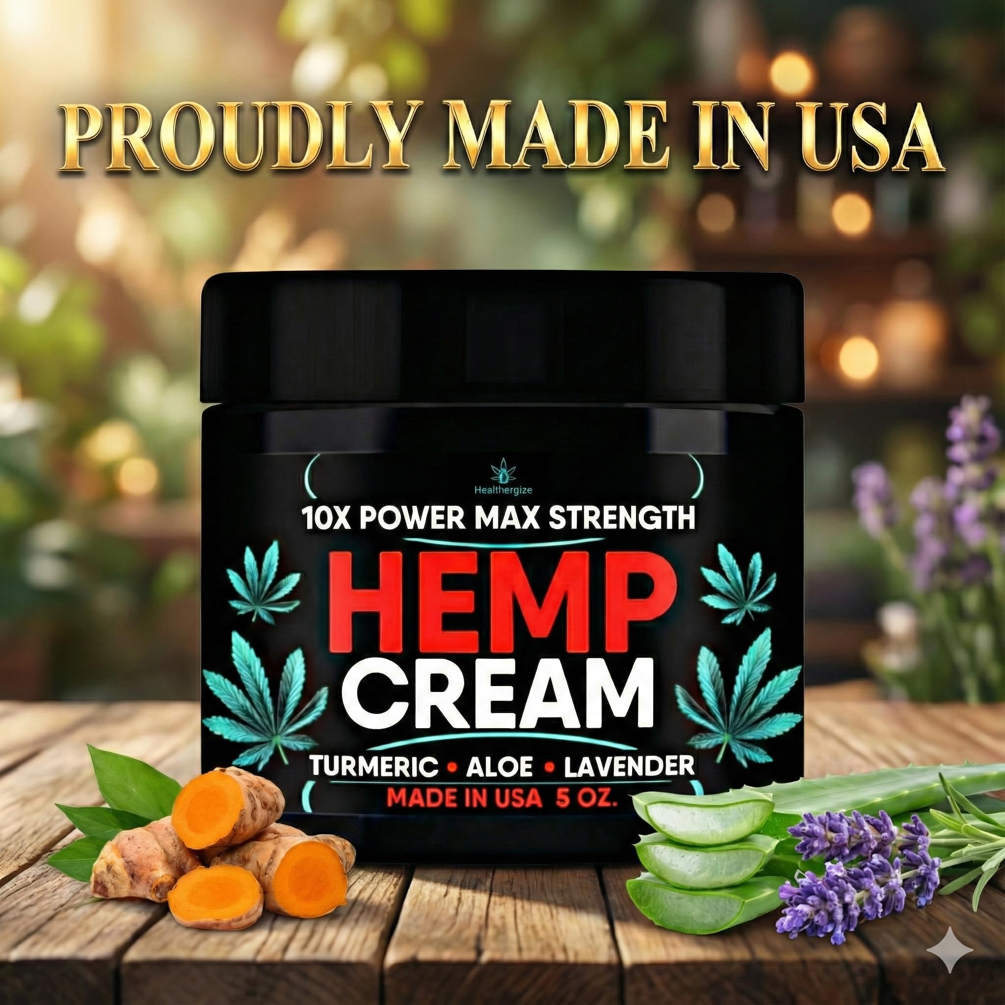 Healthergize Maximum Strength Hemp Cream with Turmeric & Aloe
