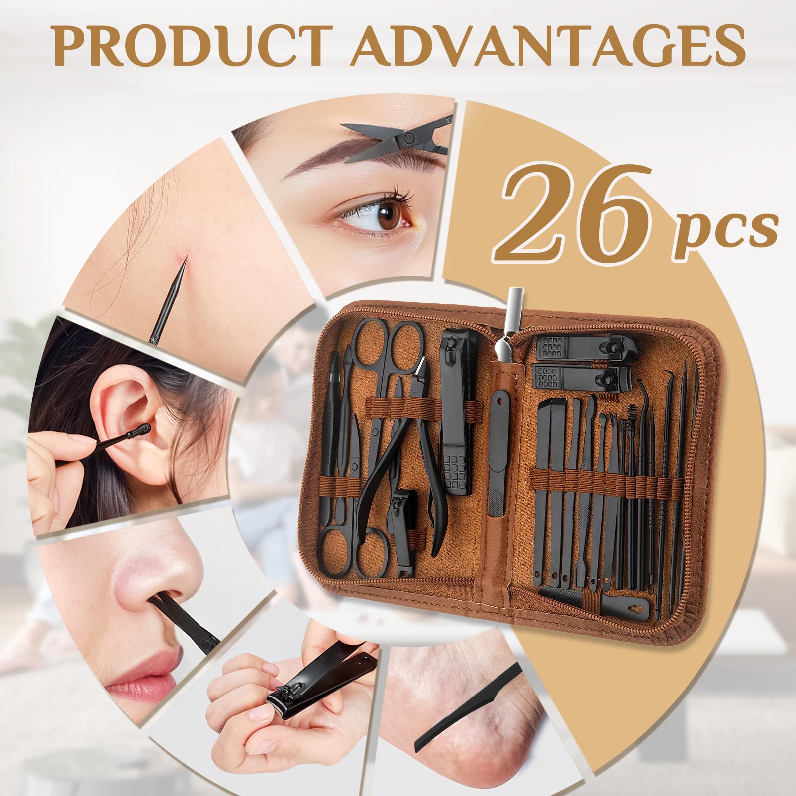 MINKINH Manicure Set Professional Nail Clipper Kit-26 Pieces,Brow by MINKINH - Angle View 8