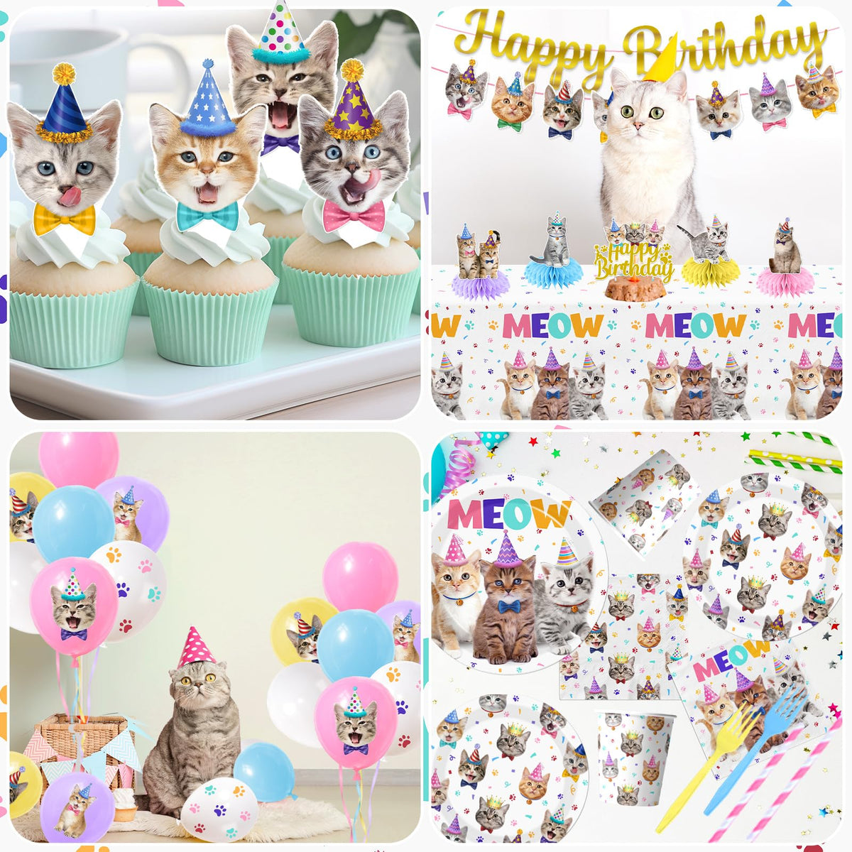 Cat Birthday Decorations 189pcs Cat Party Decorations cat - YGCTBVY Official Imagery - 6