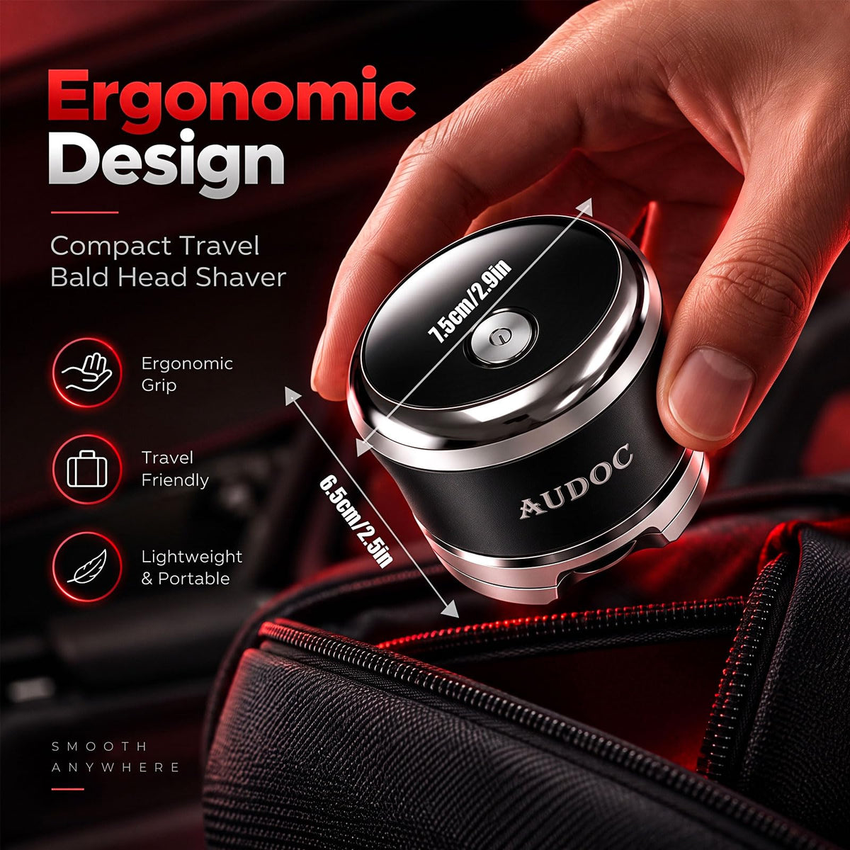 Head Shavers for Bald Men with 2 Magnetic Detachable Heads - Audoc Official Imagery - 7