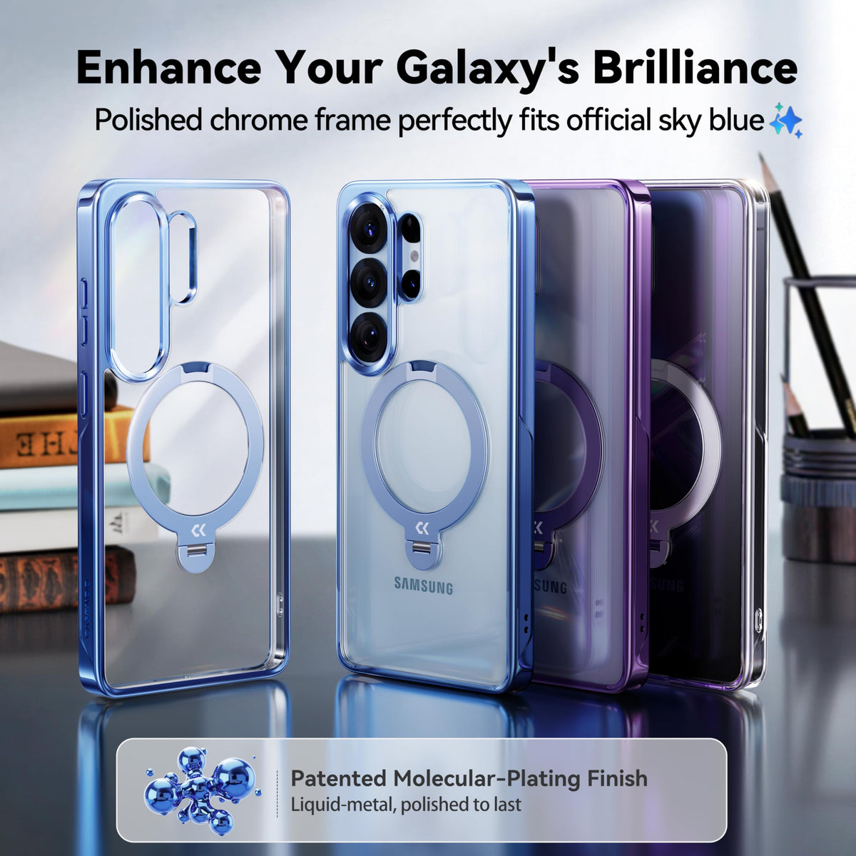 CASEKOO Glossy Blue 26U Case with 360 Spin Magnetic Stand - CASEKOO Official Imagery - 4