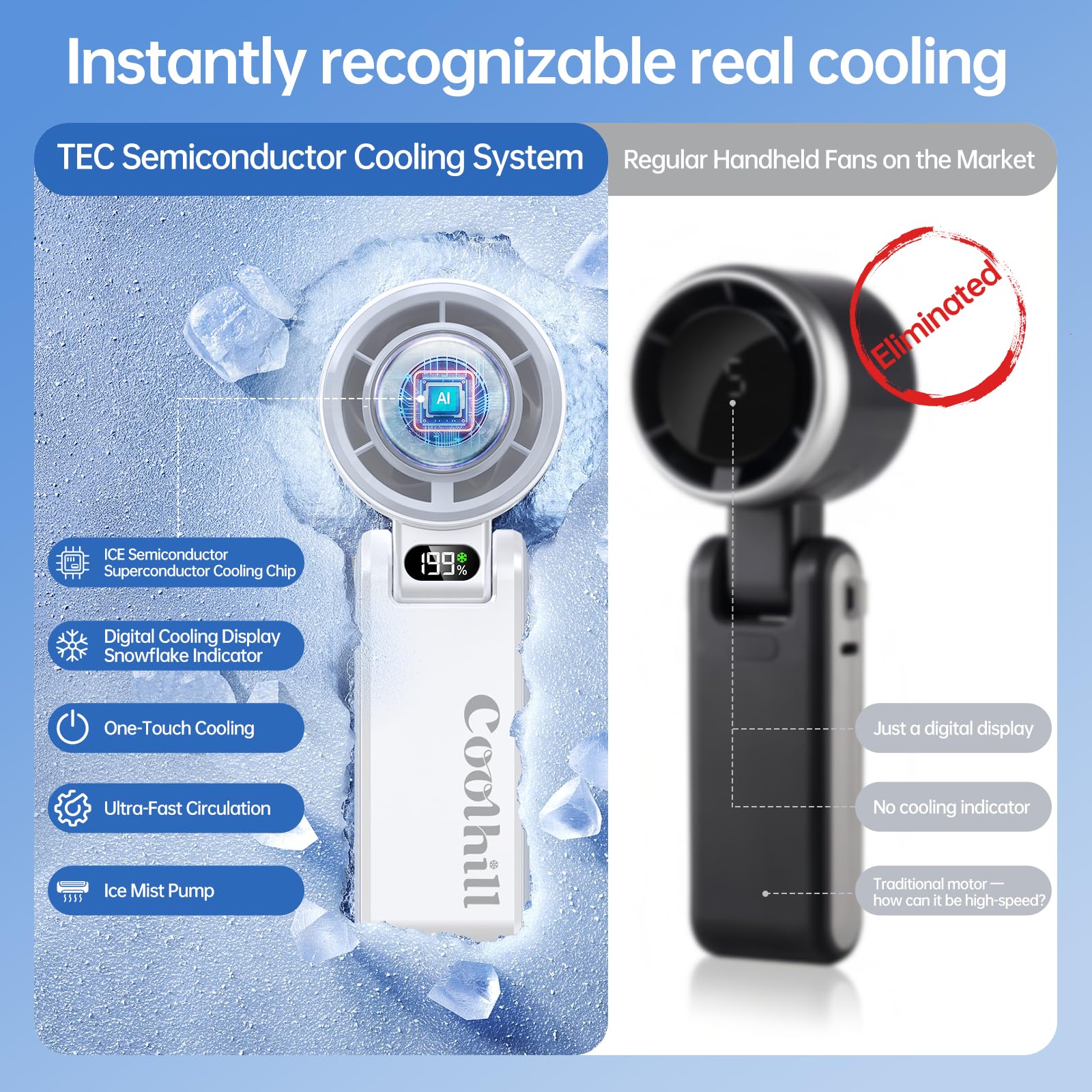 Coolhill Handheld Portable fan with Turbo Cooling 5500mAh 199 Spe by Coolhill - Angle View 8