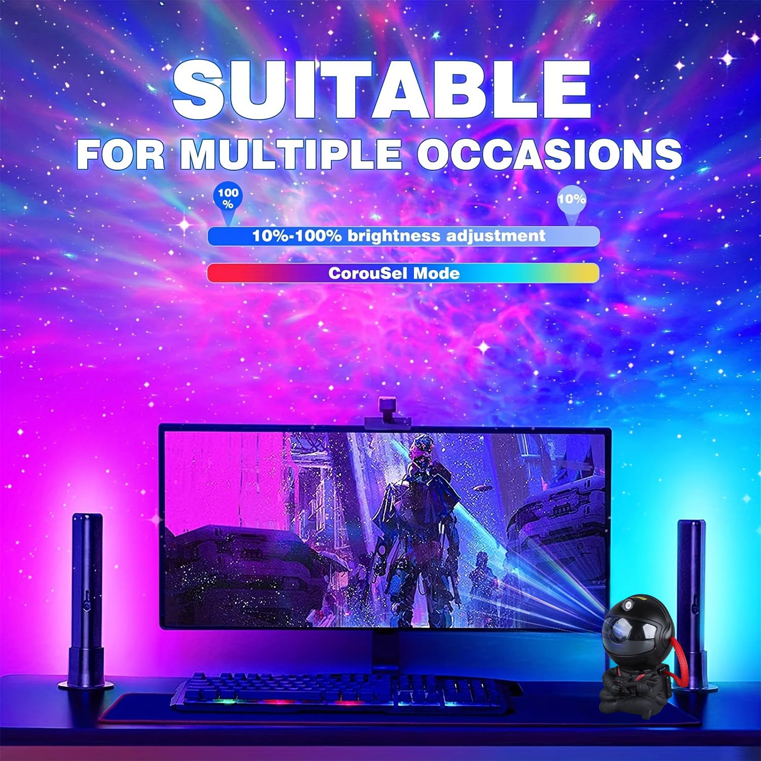 YXQUA Astronaut Galaxy Star Projector for Kids, Black Guitar - YXQUA Official Product View 3