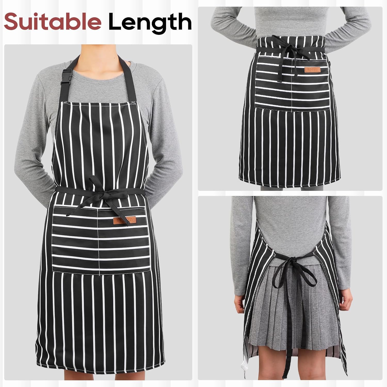XLSXEXCL double-sided adjustable chef apron with 2 pockets, suitable for cooking, gardening, and art painting for women and men
