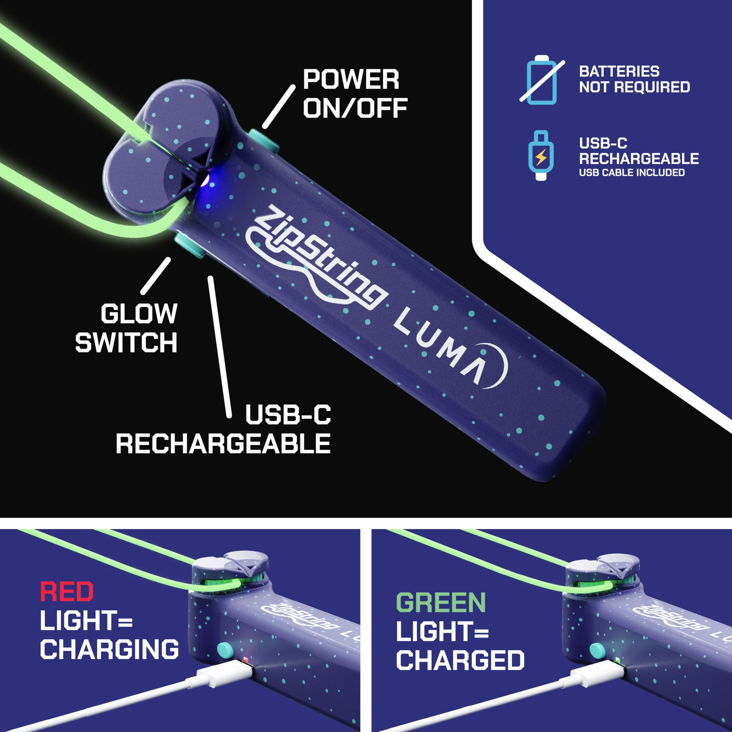 ZipString Luma Glow-in-The-Dark String Toy by ZipString - Angle View 6