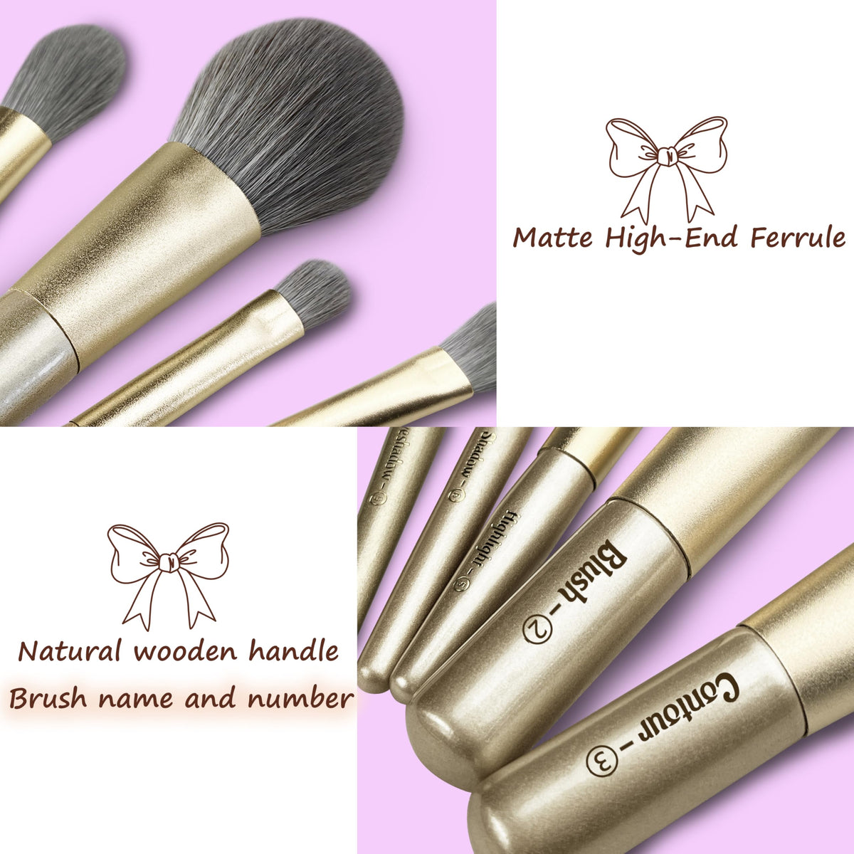 Jilier 14 pcs Mini Makeup Brushes and Pocket Mirror Travel - JILIER Official Imagery - 6