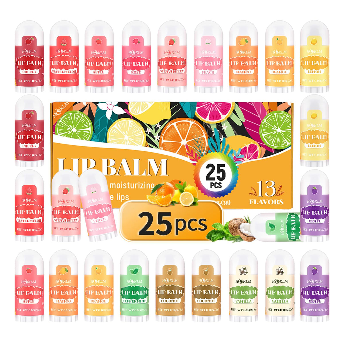 Mini Lip Balm 25 Pcs Natural Lip Balms with Vitamin E and - HCKLM Official Product Imagery - 2