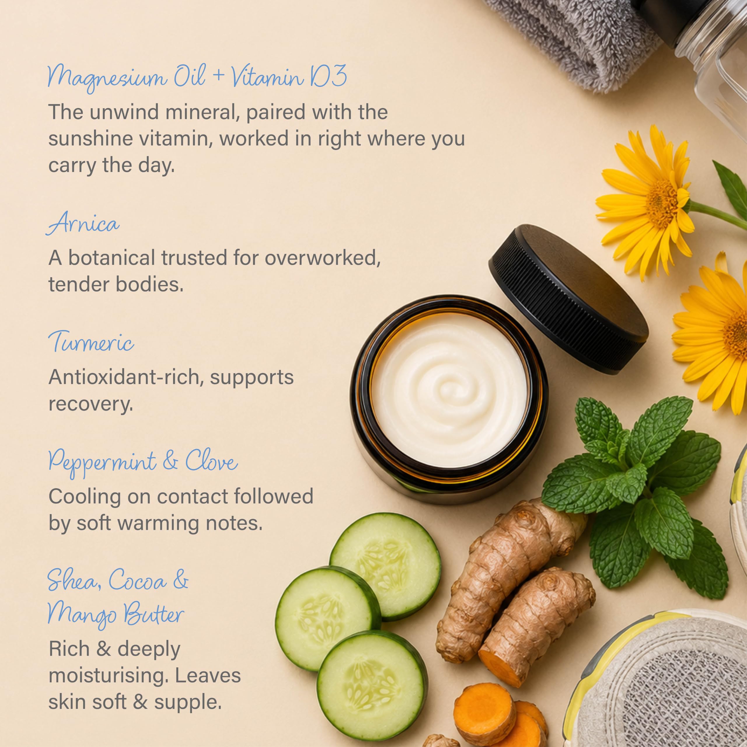 WHOLESOME HIPPY Restore, All-Natural Cooling Magnesium Calm Cream, 4 oz